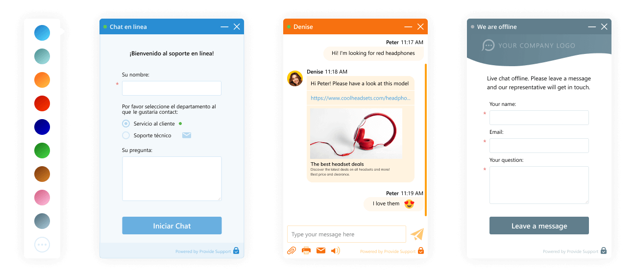 Auswahl von Farbe und Sprache des Chat-Fensters, Einstellung von Nachrichten und Umfragen Anpassungen des Live-Chat-Fensters