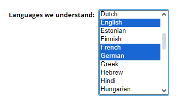 Languages that can be excluded from translation